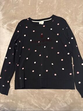 kate spade black sweatshirt with pink polka dots